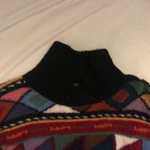 Tribal-style printed turtleneck sweater
